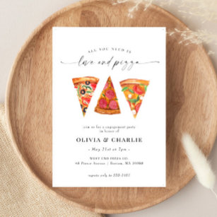 Love and Pizza Engagement Party Invitation