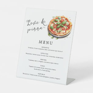 Love and Pizza Menu Pedestal Sign