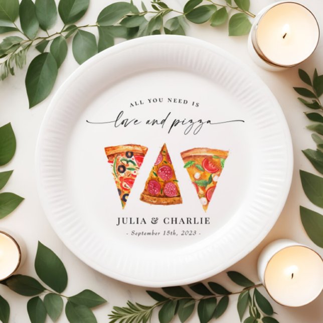 Love and Pizza Rehearsal Dinner Paper Plate (Creator Uploaded)