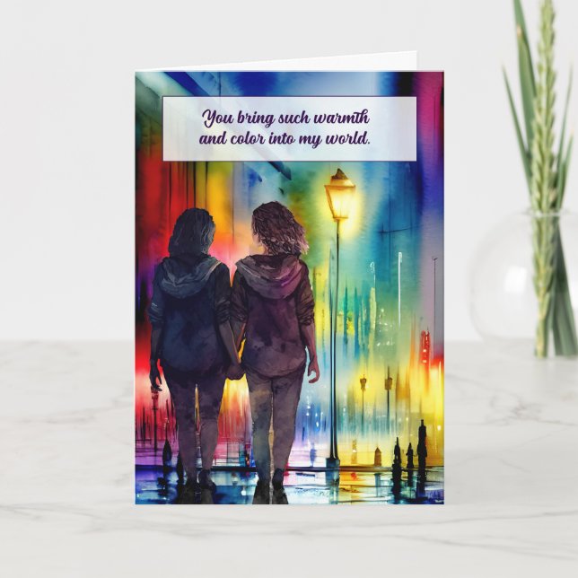 Love and Romance Lesbian Couple Gay Rainbow Card (Front)