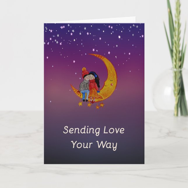 Love and Romance with Stars and Moon Card (Front)