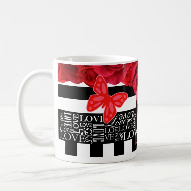 Love and Roses Blackboard Style Valentine Mug (Left)