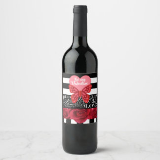 Love and Roses Blackboard Style Wine Label