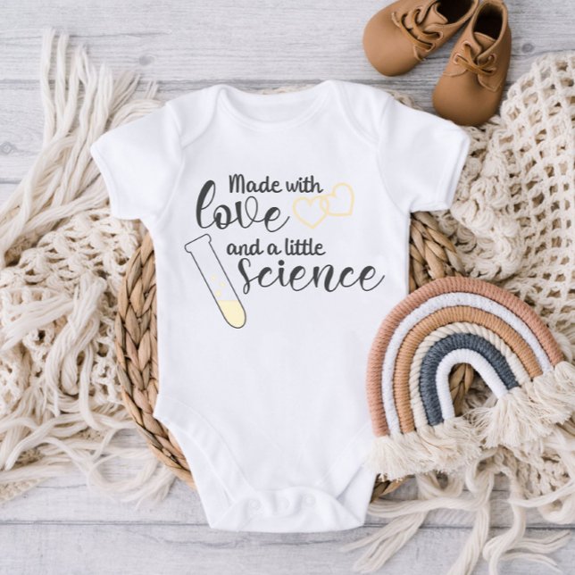 Love and Science IVF Quote Yellow Black Text Baby Bodysuit (Creator Uploaded)