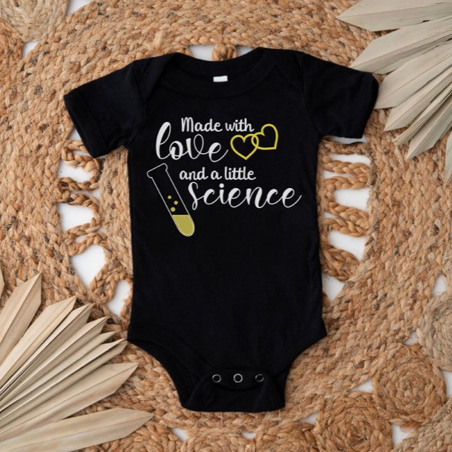 Love and Science IVF Quote Yellow White Text Baby Bodysuit (Creator Uploaded)