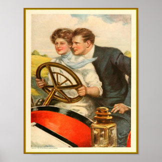 ‘Love and Six Cylinders’ Vintage Advertisement Poster