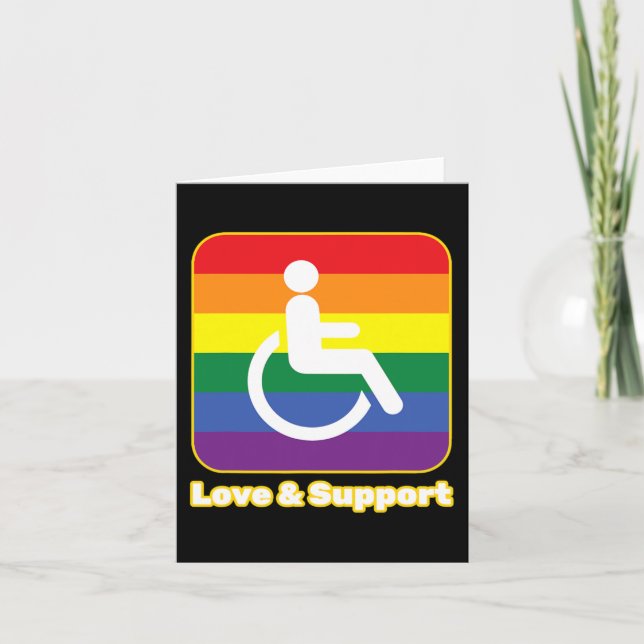Love and Support rainbow person with disability wh Card (Front)