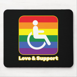 Love and Support rainbow person with disability wh Mouse Pad