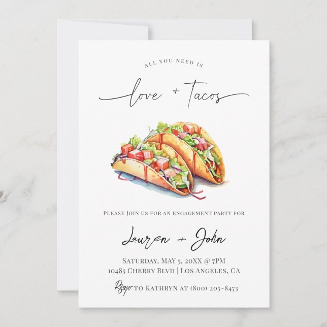 Love and Tacos Engagement Party Invitation (Front)