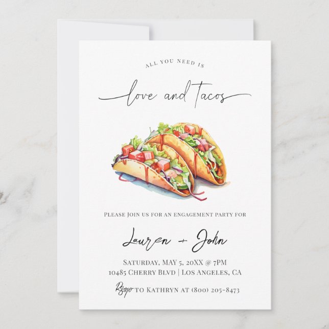 Love and Tacos Engagement Party Invitation (Front)