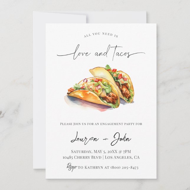 Love and Tacos Engagement Party Invitation (Front)