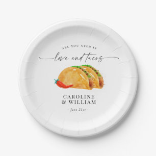 Love and Tacos Rehearsal Dinner Paper Plate