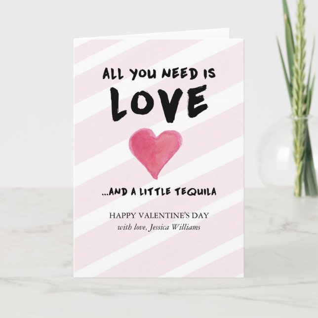Love and Tequila Valentine's Day Holiday Card (Front)