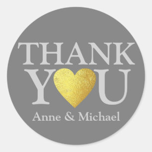 love and thank you . wedding favours classic round sticker