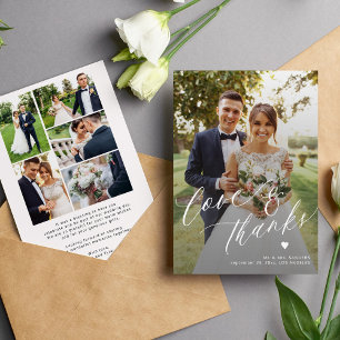 Love and thanks 6 photo collage wedding  thank you card