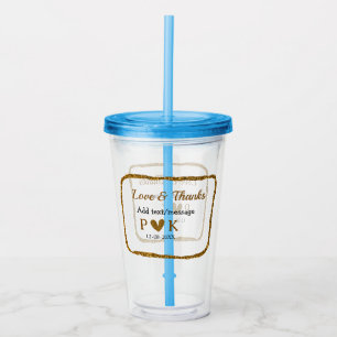 Love and thanks add couple name golden black weddi acrylic tumbler