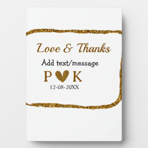 Love and thanks add couple name golden black weddi plaque