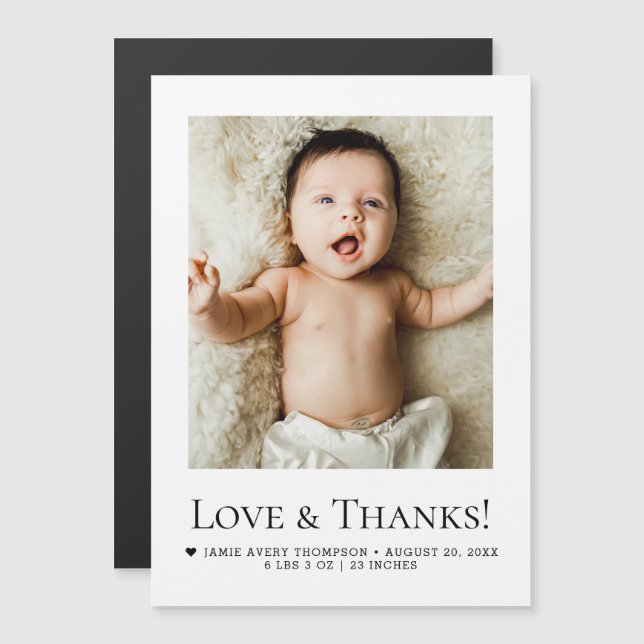 Love and Thanks Baby Photo Birth announcement (Front/Back)
