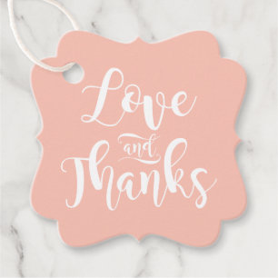 Love and Thanks Blush Pink Calligraphy Wedding Favour Tags