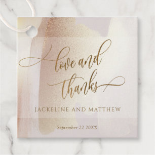 Love and Thanks, Blush, Terracotta Brush Strokes, Favour Tags