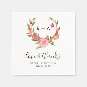 Love and Thanks Boho Monogram Wedding Dusty Rose Napkin