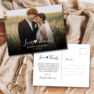 Love and Thanks Budget Photo Wedding Thank You Postcard
