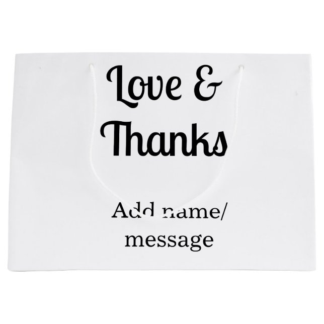 Love and thanks business name text message large gift bag (Front)