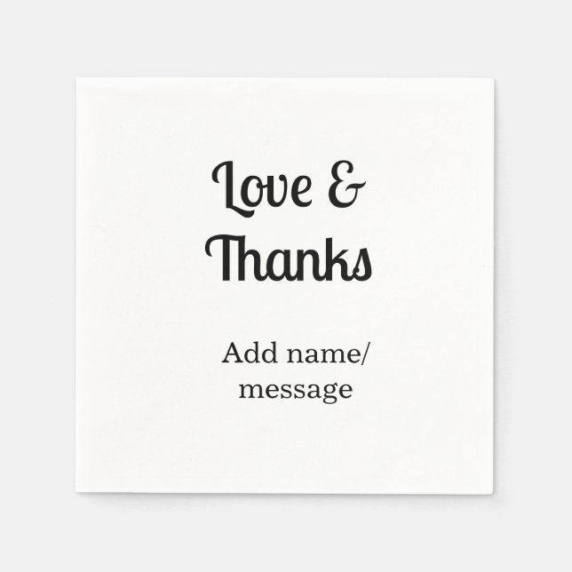 Love and thanks business name text message napkin (Front)