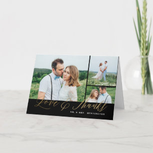 Love and thanks calligraphy thank you note card