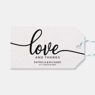 Love and Thanks - Calligraphy Wedding Favour Tags