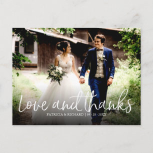 Love And Thanks Chic Wedding Thank You Photo Postcard