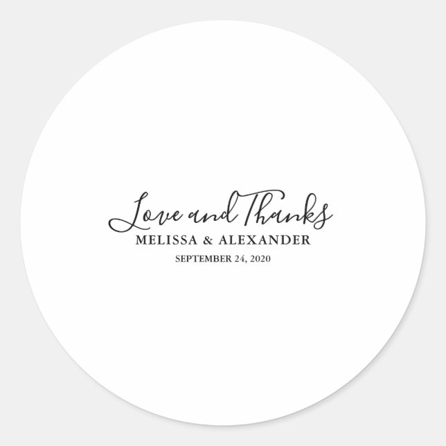 LOVE AND THANKS CLASSIC ROUND STICKER (Front)