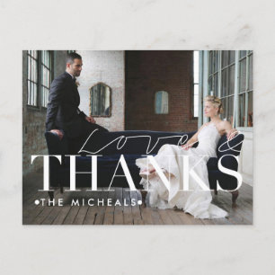 Love And Thanks Custom Name & Photo Thank You Postcard