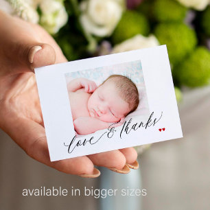 Love and thanks custom photo baby shower thank you card