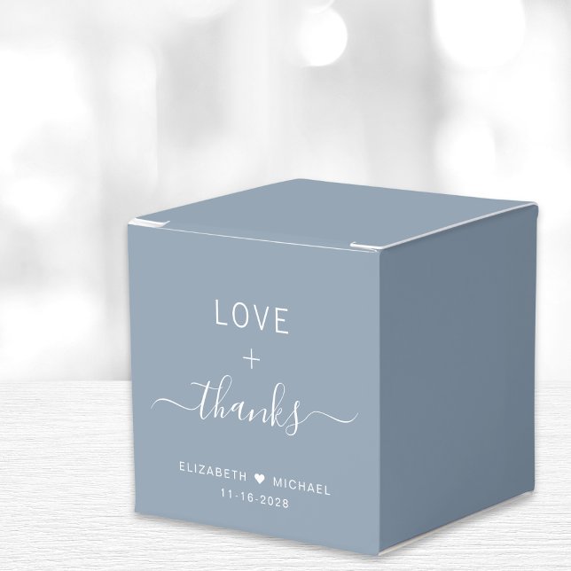 Love And Thanks Dusty Blue Wedding Favour Box (Creator Uploaded)