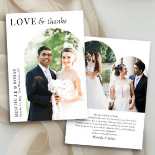 Love and Thanks Elegant Arch Wedding Photo Thank You Card