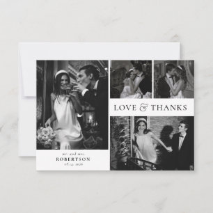 Love and Thanks Elegant Photo Collage Wedding Thank You Card