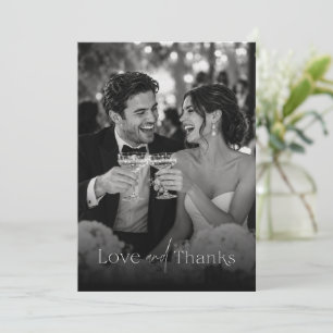Love and Thanks Elegant Script Photo Wedding Thank You Card