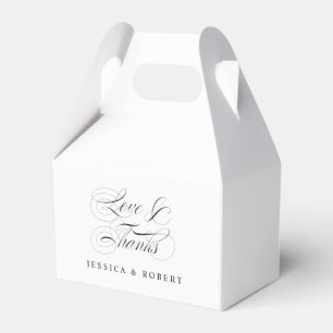 Love and Thanks Elegant Script Wedding Favour Box