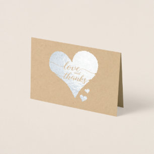 Love and Thanks - elegant script wedding Foil Card