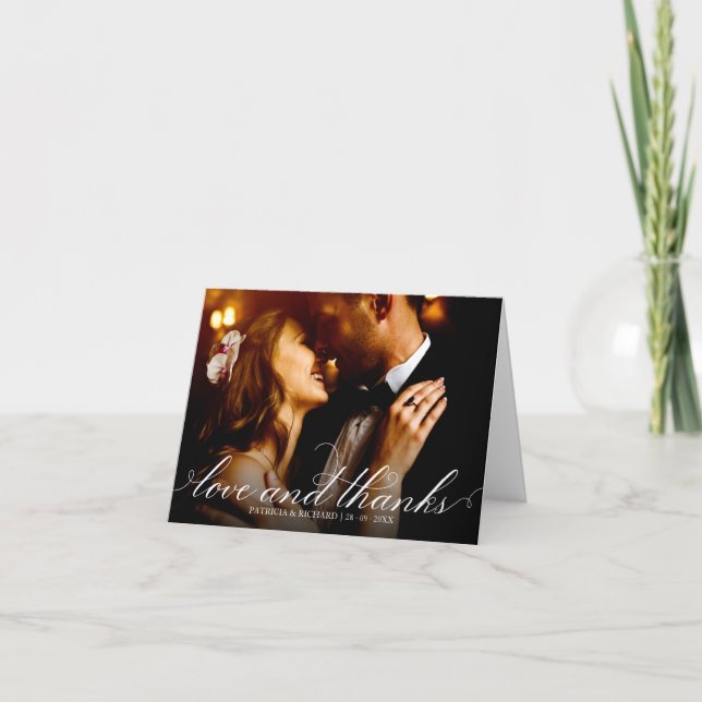 Love And Thanks Elegant Wedding Thank You Photo Card (Front)