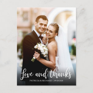 Love And Thanks Elegant Wedding Thank You Photo Postcard