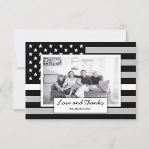 Love and Thanks EMS Thin White Line Family Photo Thank You Card