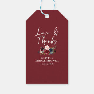 Love and Thanks Floral Bridal Shower Gift Tags