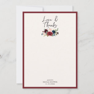 Love and Thanks Floral Bridal Shower Thank You Card