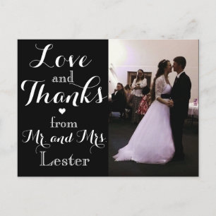 Love and Thanks from Mr. and Mrs. Wedding Postcard
