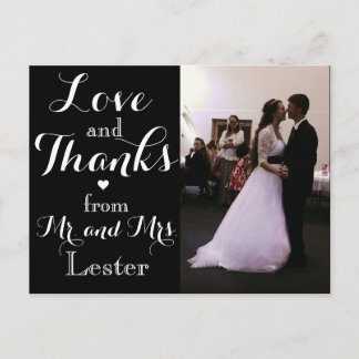 Love and Thanks from Mr. and Mrs. Wedding Postcard