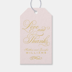 Love and Thanks Gold Calligraphy Monogram Favour Gift Tags