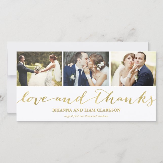 Love and Thanks Gold Script  | Wedding Thank You (Front)