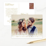Love and Thanks Gold Wedding Photo Thank You Postcard<br><div class="desc">This stylish "Love and Thanks" photo thank you postcard features a wedding portrait on the front with gold coloured text overlay and thank you message that can be personalised on the back. Photo filters are available via customise.</div>